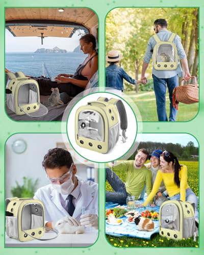 DBNESS Guinea Pig Carrier Backpack, Portable Rabbit Travel Carring Bag for Pet Bunny Chinchilla Bearded Dragon Hamster Parrot Outgoing Pouch Case with Water Bottle Holder & Detachable Pad (Khaki) - color: khaki