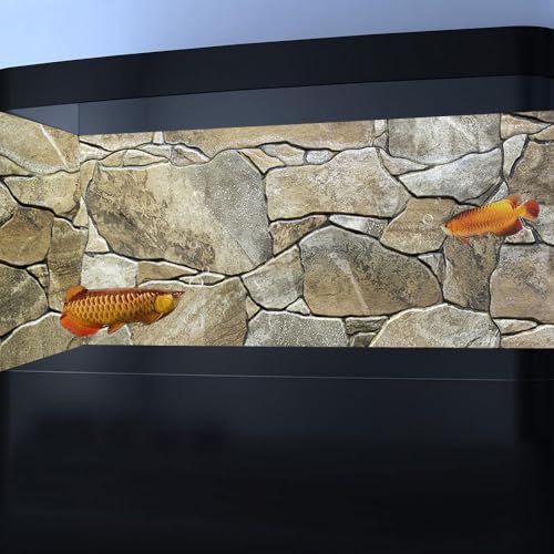 24X16IN Marble Aquarium Background, Art Marble Aquarium Background, Natural Marble Glass Terrarium Background with 8 EVA Double-Sided Tape - color: Stone, size: 24X16in/60X40cm