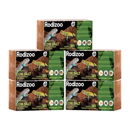 5 Pcs Organic Coconut Fiber Substrate, Biodegradable 100% Natural Coco Soil Brick, Multipurpose Eco-Friendly Terrarium Bedding for Reptiles, Tortoise, Bearded Dragon, Gecko, Snake & Amphibians - size: 5 Pcs