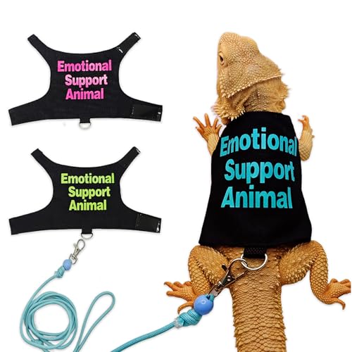 Bearded Dragon Lizards Clothes with Leash Set - Cute Lizard Reptile Small Animal Adjustable Harness Clothes for Walking Outdoor Security Costume Photo Prop(Blue - color: Blue