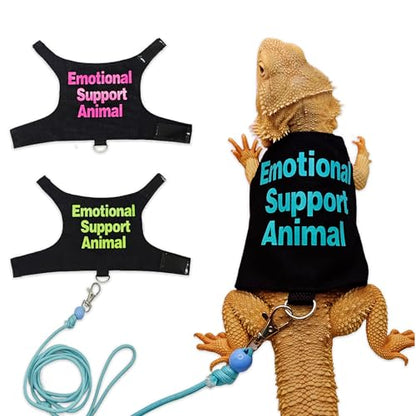 Bearded Dragon Lizards Clothes with Leash Set - Cute Lizard Reptile Small Animal Adjustable Harness Clothes for Walking Outdoor Security Costume Photo Prop(Blue - color: Blue