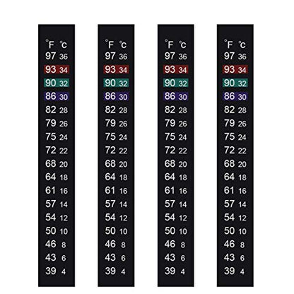Aquarium Thermometer Strips, Fish Tank Thermometer Sticker 4 PCS | Adhesive Kombucha Beer Brewing Temperature Strip, Terrarium Water Temperature Test for Fish Tank (39 to 97℉/4 to 36℃) - size: 4 Count (Pack of 1)