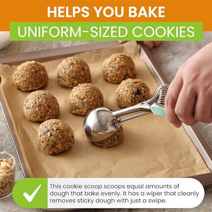 Spring Chef Large Stainless Steel Cookie Scoop, #20, 2.93 Tbsp, Mint | Multifunctional Cookie Scooper for Baking, Cupcake Batter Scoop, Ice Cream Scoop with Trigger & Soft Grip, Dishwasher Safe - color: Mint, size: #20 - Large - 2.93 Tbsp