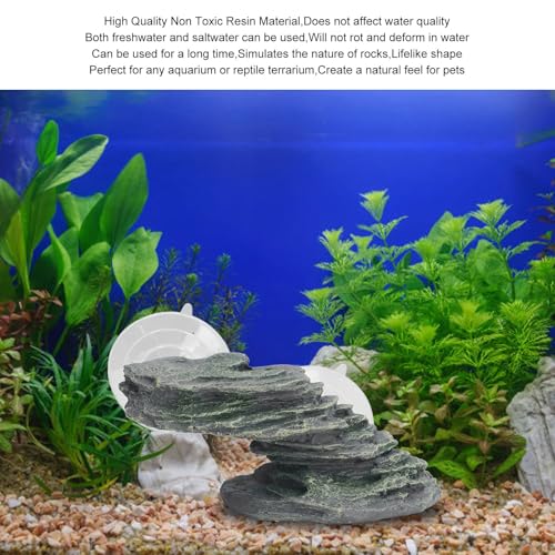 Tortoise Climbing Platform, Tortoise Resin Dock Resting Rock Reptile Habitat Ornament Floating Ledge Aquarium Decoration with Suction Cup for Lizard