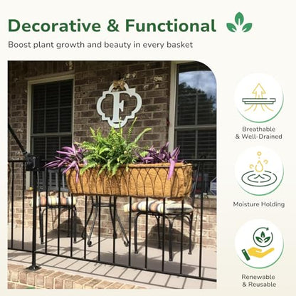 GreatBuddy 2 Pcs Coco Liners for Planters 24 Inch, Sturdy Window Box Liners, Perfect Planter Liners Replacement for The Old, 100% Natural, Easy to Straighten Out - size: 24 inch