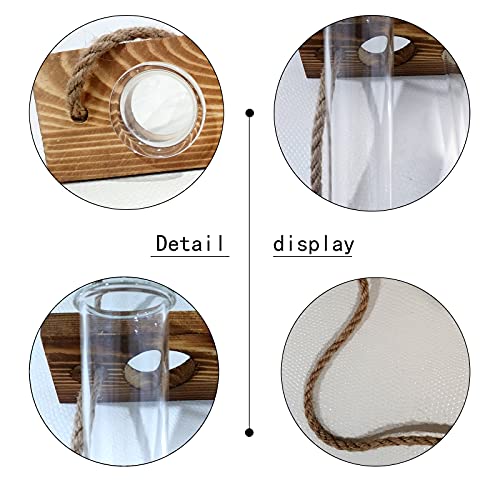 XXXFLOWER Wall Hanging Propagation Station with Wooden Stand Glass Test Tubes Tiered Planters Wall Terrarium for Home Office Plant Hanger Flower Vases Wall Decor Hydroponic Cuttings (9 Tube Vases) | Mini Flower Pothos Test Tube Vase,Wall Decor Hanging Pla