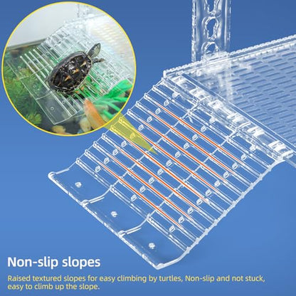12" Acrylic Turtle Basking Platform for Aquatic Turtles | Acrylic turtle basking platform with tool-free attachment to tank rims. Thickened acrylic. Suitable for aquatic turtles