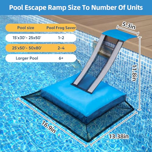 HKZ Pool Frog Animal Escape Ramp - Pool Critter Frog Saver Escape Ramp Log for Swimming Pool with Reflective Strips, Frog Pool Saver Small Critters, Lizards, Ducks, Snakes, Squirrel (Blue)