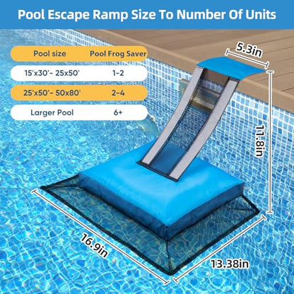 HKZ Pool Frog Animal Escape Ramp - Pool Critter Frog Saver Escape Ramp Log for Swimming Pool with Reflective Strips, Frog Pool Saver Small Critters, Lizards, Ducks, Snakes, Squirrel (Blue)