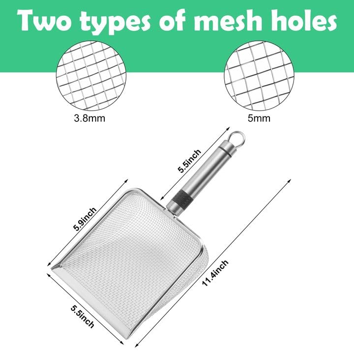 Adnee 2 Pcs Wider Gardening Soil Sifter-5.5" W Garden Sieve Sifter with Handle (3.8/5 mm Mesh)-Portable Gardening Sifter for Gradening Sand Soil Dirt Compost - color: 2 Set