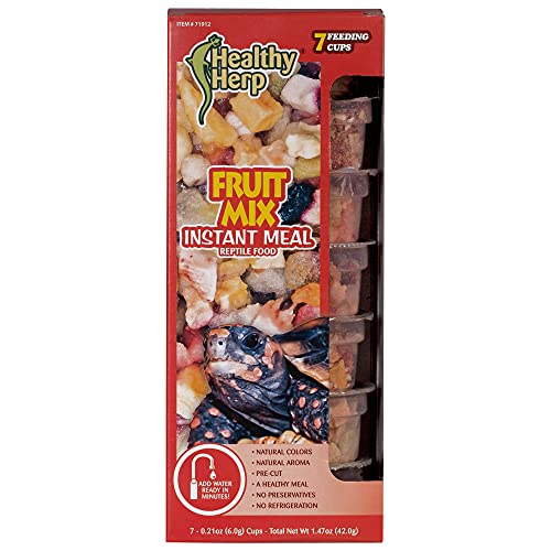 Healthy Herp Fruit Mix Instant Meal Reptile Food - Bearded Dragon Accessories & Bearded Dragon Food - Nutritious Blend for Bearded Dragons, Box Turtles, Tortoises, Hermit Crabs - 7 x 0.21 oz (6g) Cups - size: 1.47 Ounce (Pack of 1), style: 7-Pack Cups