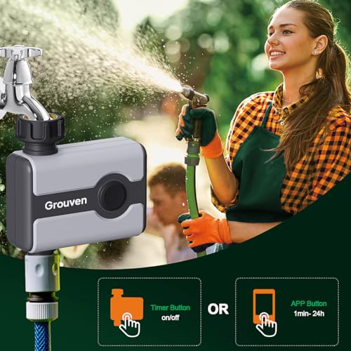 WiFi Sprinkler Timer Brass Inlet APP Remote Control Smart Irrigation System | via 2.4Ghz WiFi and Bluetooth, Easy Faucet Installation - style: WIFI 1 outlet