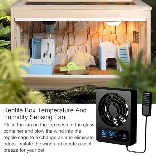 Fan for Reptile Enclosure Low Noise Efficient Vent Fan | Cooling Fan for Reptile Tank for Reptiles, Snakes, Rainforest Terrariums, Vivariums, Dragons, Lizards - size: B: (℃)