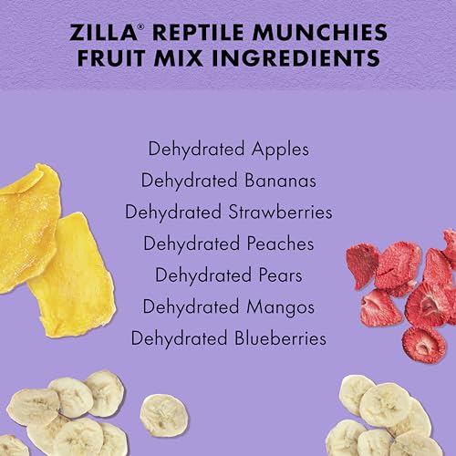 Zilla Reptile Food Munchies Fruit Mix for Pet Iguanas, Skinks, Tegus, Box Turtles, Tortoises & Hermit Crabs, 2.5 Ounce