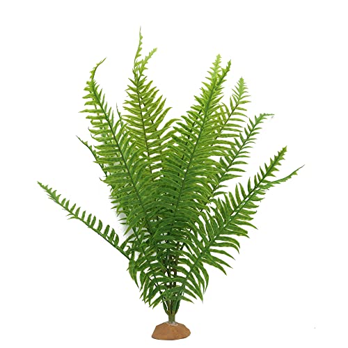 JIHAQUA Fake Fern Plants, Plastic Reptile Terrarium Decor | Reptiles Amphibians Tank Accessories, For Crested Gecko Leopard Lizard Chameleon, Fern-L
