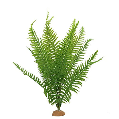 JIHAQUA Fake Fern Plants, Plastic Reptile Terrarium Decor | Reptiles Amphibians Tank Accessories, For Crested Gecko Leopard Lizard Chameleon, Fern-L