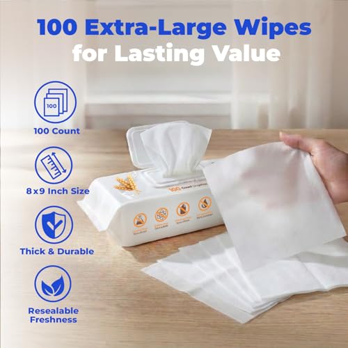 Best Pet Supplies Cleaning Dog Wipes - Soothing Oatmeal, 400 Count | Unscented, Large 8x9" Pet Wipes, Vitamin E, Puppy & Cat Safe, Gentle Grooming, Resealable Pouch Prevents Drying - color: Soothing Oatmeal, size: 400 Count