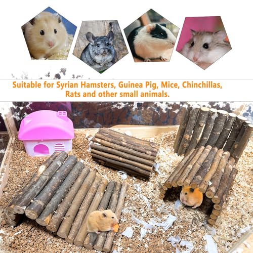 kathson 4PCS Hamster Wooden Bridge Toys,11.02" L x 6.09" W Large Climbing Toy,Rat Ladder,Small Animal Chew Toys,Wood Hideout Tunnel for Chinchillas Guinea Pig Gerbils Ferret Syrian Hamster Squirrel - color: 4pcs