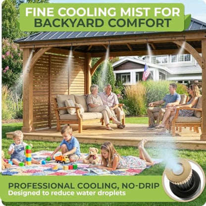 Misters for Outside Patio with Flexible Rod Nozzles, 33 ft, Black | Misting System for Outside Patio Cooling, Garden Faucet Setup for Pergola, Garden, Greenhouse, Backyard - size: 33 FT