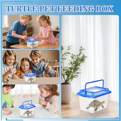 Alipis Small Fish Tank: Clear Plastic Aquarium with Lid & Handle - Portable Reptile Carrier for Turtles, Snakes, Fish Home Transport and Storage 5. 27x3. 66x3. 62 Inch