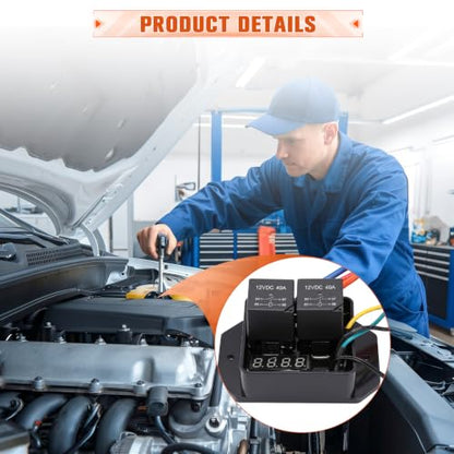 12V/24V Digital Electric Radiator Fan Controller Switch Kit #0444 for Truck | Thermatic Dual Fan Relay Kit With Adjustable Temperature Range (104-230°F), LED Real-Time Display, for Car ATV UTV Marine