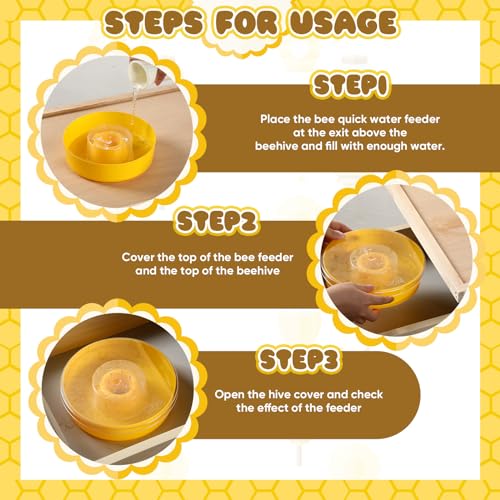 4 Pcs Bee Rapid Feeders Round Hive Top Water Feeder Plastic Drinking Bowl Beehive Feeder for 8 or 10 Frame Bee Hives Bee Drinking Equipment Beekeeping Supplies, Yellow