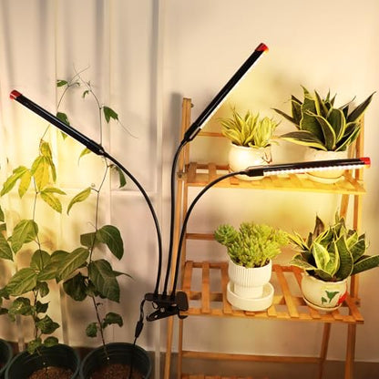 3Head Clip Grow Light, 27 Watt Brightest Full Spectrum Grow Lights for Indoor Plants, Seed Starting, Bonsai, Pot Plants, Seedlings, 5-Mode Timer 4/8/12/16/20H, NO Need Adapter - size: Clip Light(27W)