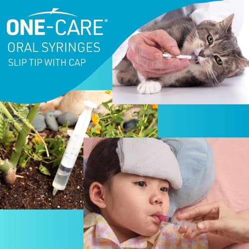 ONE-CARE 1ml Oral Syringe with Cap, Slip Tip Liquid Dispensers, 100/Box | Individually Wrapped, Food-Grade Plastic, Accurate Graduation for Precise Liquid Dosing, Oral Feed - Infants, Adults & Pets - size: 1ml