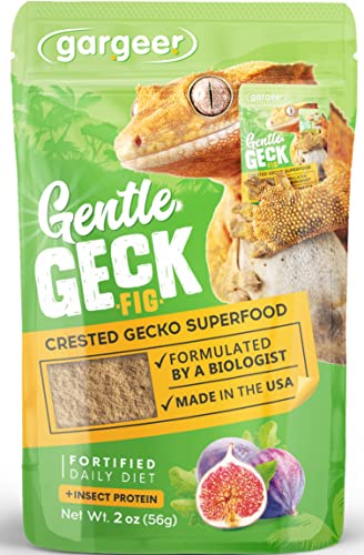 Gargeer 2oz Gentle Geck Fig Diet - Crested Gecko Food. Made in USA | Expert-crafted superfood! Infused with sweet organic fig, banana, wild insect proteins & probiotics. Zero soy or fillers - size: 2 Ounce (Pack of 1)