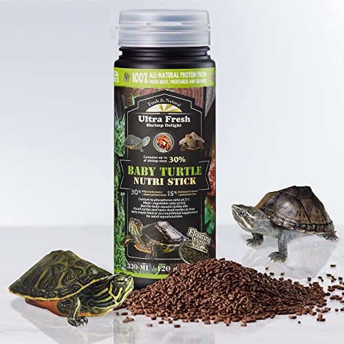 Ultra Fresh Floating Turtle Food, All Natural Ingredients, Wild Sword Prawn, Calcium Vitamin D Enriched for Picky Aquatic Baby Turtles, Nutri Stick 3.35 oz - size: 3.35 Ounce (Pack of 1)