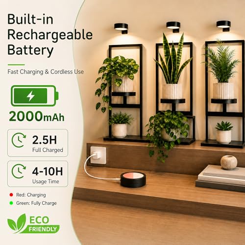 3-Pack Rechargeable Grow Lights for Indoor Plants, Cordless Plant Grow Lamp