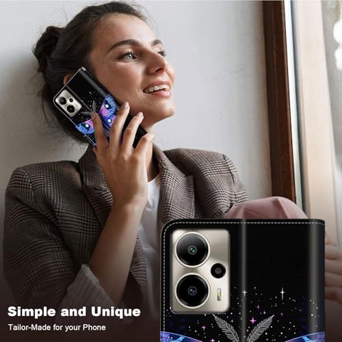 for Cricket Outlast 5G 2024 Wallet case with RFID Blocking Credit Card Holder Kickstand, Folio Flip PU Leather Shockproof Protective Cover for AT&T Motivate Pro 5G, Mystical Moth - color: Mystical Moth