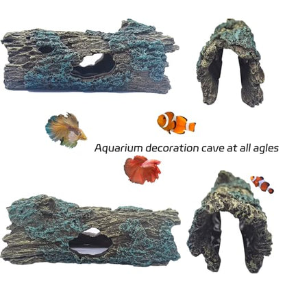 Tfwadmx Reptile Hide Cave Small Resin Aquarium Deoration Cave Hollow Tree Trunk Log Fish Tank Ornament Hideout for Small Reptile Gecko Tarantula Fish Shrimp7.3 * 2.7 * 2.7IN
