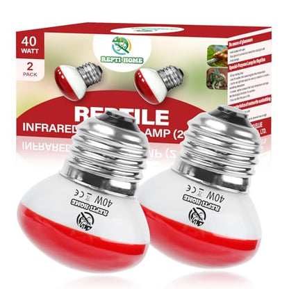 Infrared Reptile Heat Lamp, UVA Red Heat Light Bulb 40W, 2 Pack Reptile Heat Bulb, Infrared Basking Spot Light for Snake, Leopard Gecko, Turtle, Lizard - color: Red(40*2)