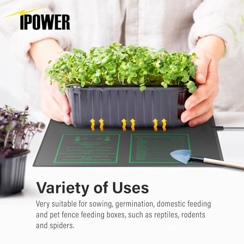 iPower 2 Pack 20" x 20.75" Seeding Heat Mat with Thermostat Temperature Adjustable Knob Durable Hydroponic Warm Plant Germination Starting Pad, Black - size: 20" x 20.75"(x2), style: with Adjustable Knob