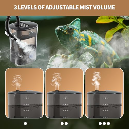WACOOL Upgraded Digital Timing Reptile Fogger, 4L No Leak Reptile Humidifier with 2 Hose, Top Filling Automatic Terrarium Humidifier Fogger for Reptile Use - size: Double Hose