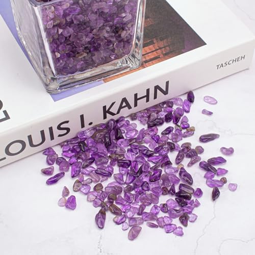 0.5 Lb/230g Amethyst Quartz Crystal Chips Bulk, Purple Crushed Stones Natural Gemstones Healing Reiki Crystals Mini Quartz Vase Filler Aquarium Gravel Rocks, 5-7mm - color: Amethyst, size: 0.5 LB