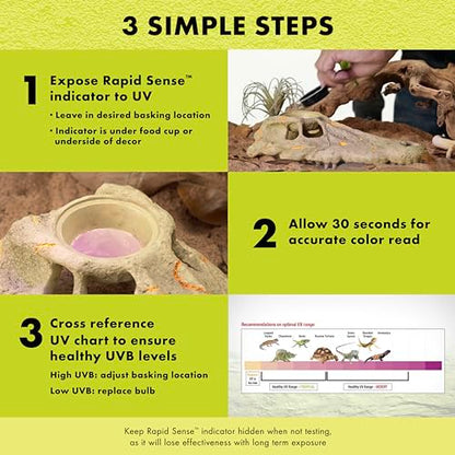 Zilla Rapid Sense UV Detecting Pet Reptile Terrarium Décor, Detects UVB Levels, Crocodile Skull, Large - size: Large