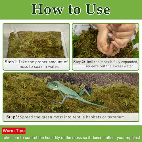 Halatool 12 OZ Sphagnum Moss for Reptiles - Green Terrarium Moss | Expands to 18 QT, Reptile Bedding for Snakes, Tortoises, Geckos & Lizards, Humidity Retention & Temperature Buffering - size: 12OZ