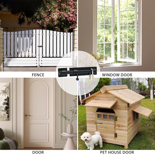 Alise 8inch Barrel Bolt Latch, Slide Bolt Latch, Heavy Duty Solid SUS304 Stainless Steel Slide Lock for Wooden Fence,Barn Door,Interior or Outdoor Door.Matte Black | SUS304 Stainless Steel Padlock-Style Slide Bolt Latch,Security Gate Latch for Wooden Fenc