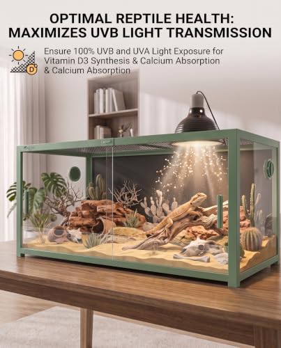 120 Gallon Reptile Tank, 4x2x2 Reptile Enclosure Front Sliding Door | Stackable ventilation 120 Gallon Bearded Dragon Tank anti-escape locks and no-fingerprint handles maximizes UVB transmissionn - color: Green, size: 120 Gallon