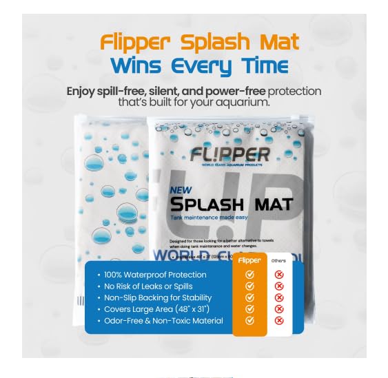 Flipper Flip-Mitt & Splash Mat – Super-Absorbent, Reusable, Waterproof, Non-Slip Aquarium Maintenance Kit