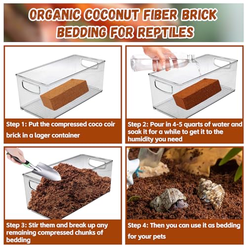 6 Pack Coconut Fiber Substrate, Natural Coco Coir Reptile Bedding | Reptile Substrate for Tortoises, Snakes, Hermit Crabs, Bearded Dragon and Turtles, Bioactive Terrarium Soil & Plant Substrate - color: 6 Pack