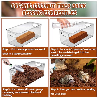 6 Pack Coconut Fiber Substrate, Natural Coco Coir Reptile Bedding | Reptile Substrate for Tortoises, Snakes, Hermit Crabs, Bearded Dragon and Turtles, Bioactive Terrarium Soil & Plant Substrate - color: 6 Pack