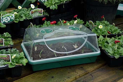 Medium Seed and Herb Domed Propagator with Vented Side Height Extension and Security Clip Set,Green - size: Medium with 1 Height Extender and Clips