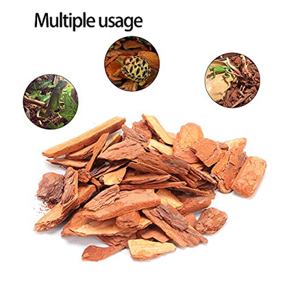 Tyenaza Reptile Bark Bedding, Bedding Pine Bark Granule Bedding Reusable Pine Chips Substrate, Reptile Breeding Bedding Habitat Decor for Geckos, Lizards, Turtles Snakes (Large Particles 250g) - size: Large particles 250g