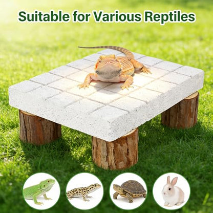 Bearded Dragon Tank Accessories Shedding Rock Reptile Basking Platform | Calcium Stone & Wood Pile, Dead Skin Removal, Claw Grinding Block, Natural Terrarium Habitat Decor, Ideal Basking Lizard