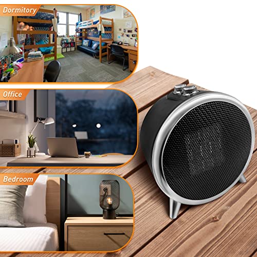 Comfort Zone Space Heaters for Indoor Use, Portable Heater, Fast Heating, Electric Heater, Thermostat, Bedroom Heater, Overheat Protection, Desktop Heater, Safety Tip-Over Switch 1,500W, Black