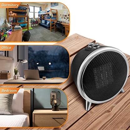 Comfort Zone Space Heaters for Indoor Use, Portable Heater, Fast Heating, Electric Heater, Thermostat, Bedroom Heater, Overheat Protection, Desktop Heater, Safety Tip-Over Switch 1,500W, Black