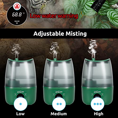 REPTIZOO Reptile Humidifier Fogger, 4L Large Reptile Fogger with Humidity Control, Terrarium Humidifiers with Extended Tube Automatic Reptile Misting System for Reptiles Amphibians Herps Vivarium